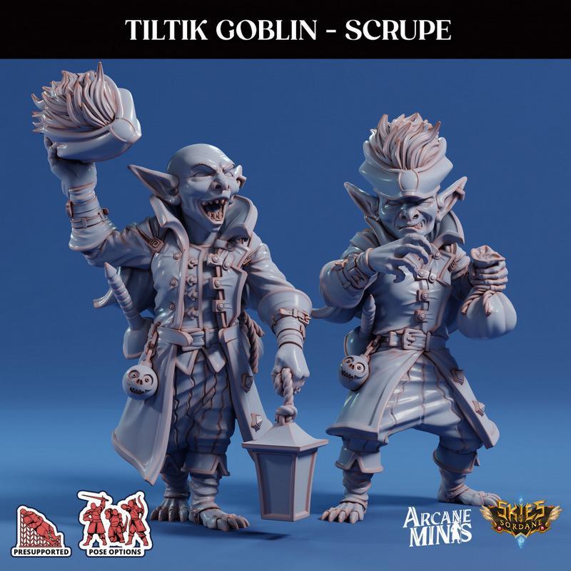 弧光迷你模型：倾斜矮人杂役|Arcane Minis – Tiltik Goblin Scrupe – 3D Print Model