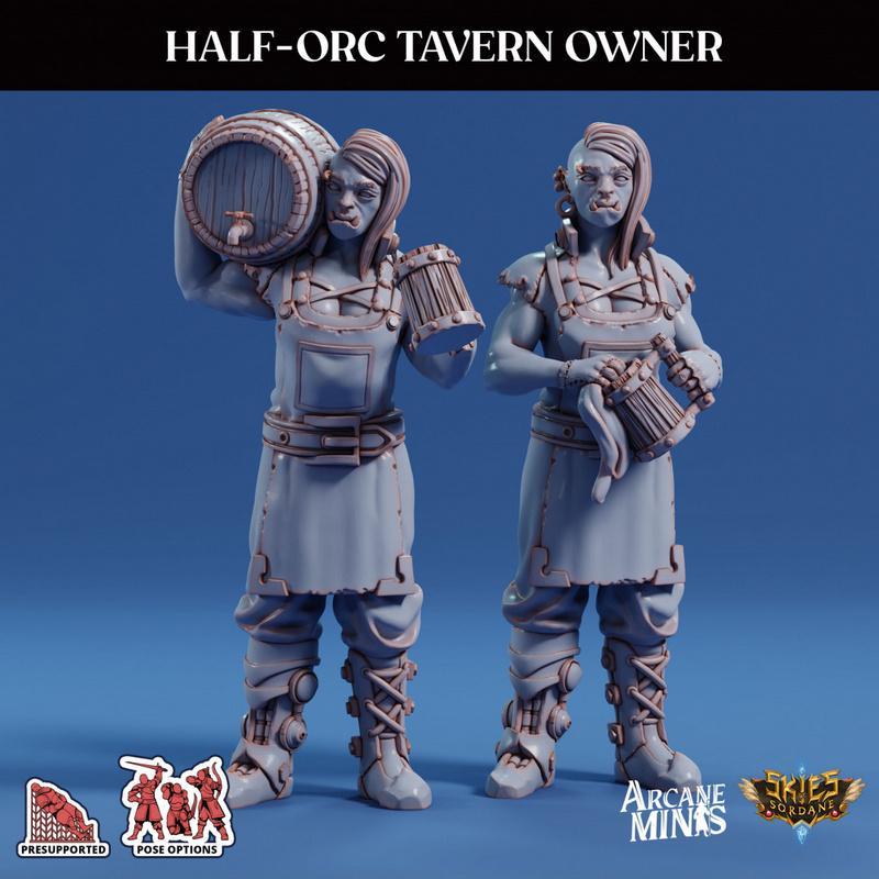《魔兽世界：半精灵酒馆老板 3D打印模型》|Arcane Minis – Half-Orc Tavern Owner – 3D Print Model