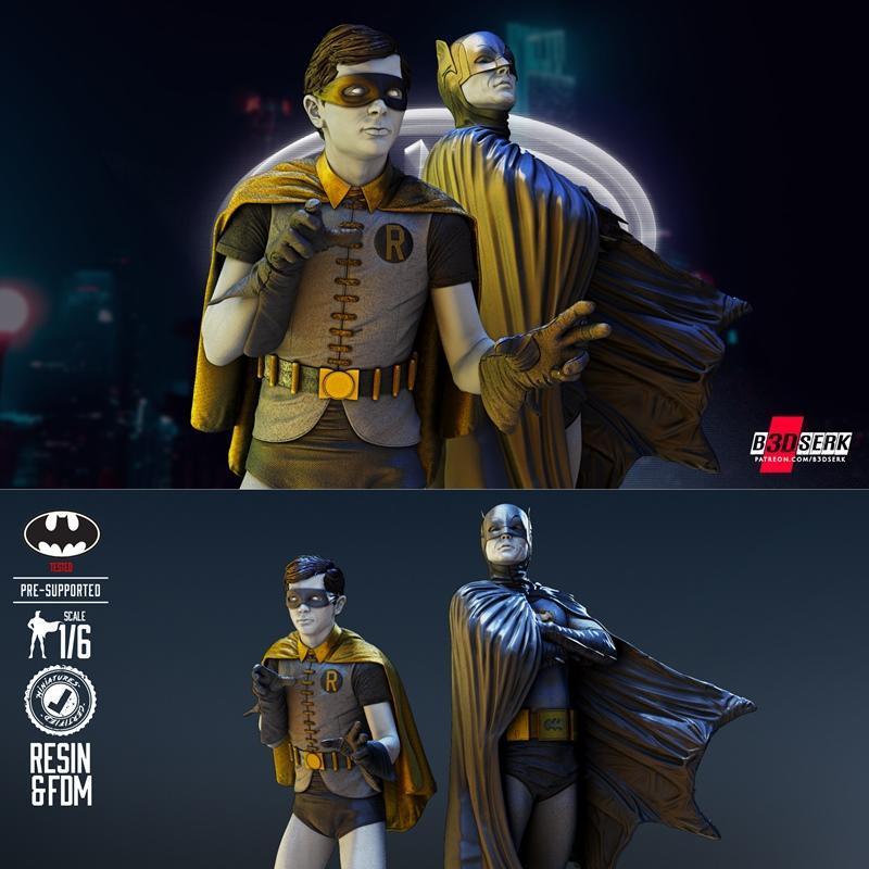 B3DSERK - 迪奥拉玛基座 3D打印模型 蝙蝠侠与罗宾|B3DSERK – Diorama Base Batman and Robin – 3D Print Model STL