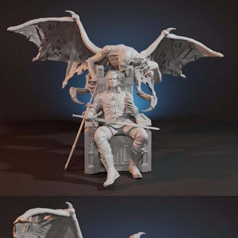 《巫师》3D打印怪物场景模型|The Witcher – Monster Diorama – 3D Print Model