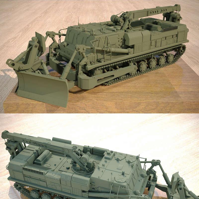 WB28 巴特-2装甲履带铺设机 3D打印模型|WB28 BAT-2 Armored Tracklayer – 3D Print Model