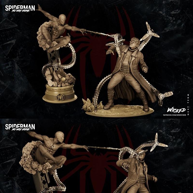 蜘蛛侠对战奥克塔维斯——漫威漫画3D打印模型|Wicked – Spider-Man VS Doctor Octopus – Marvel Comics – 3D Print Diorama
