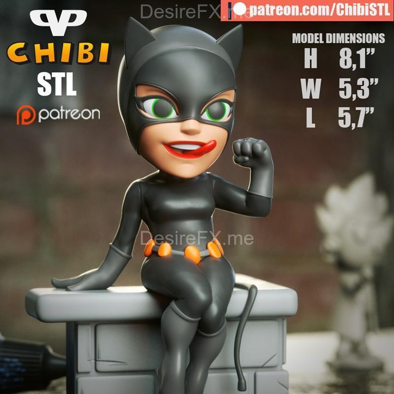 猫女Chibi 3D打印模型|Catwoman Chibi – 3D Print Model STL