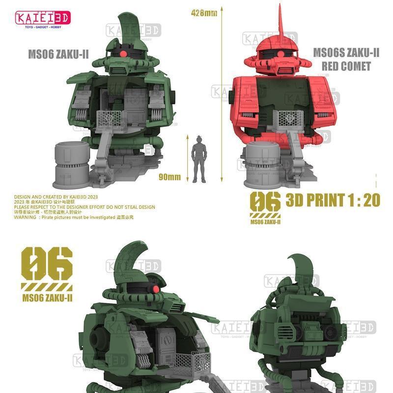 1per20 MS06 全金属高达Zaku II 手办3D打印模型|1per20 MS06 Zaku II bust – 3D Print Model STL