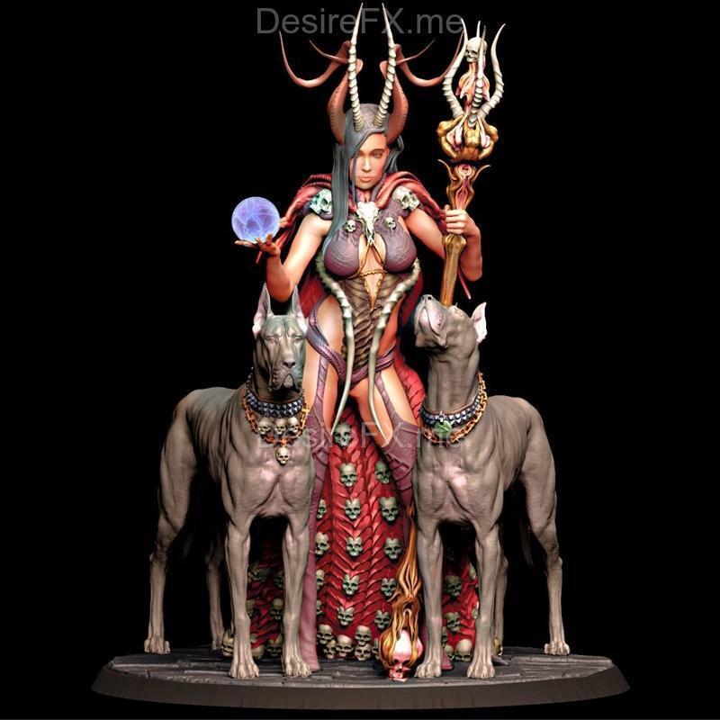 3D打印模型：阿斯塔特与狗|Printomancer – Astarte with dogs – 3D Print Model STL