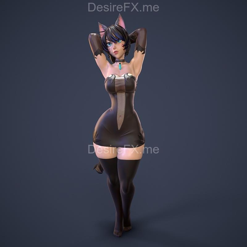Rushzilla猫女3D打印模型|Rushzilla – Cat Girl – 3D Print Model STL