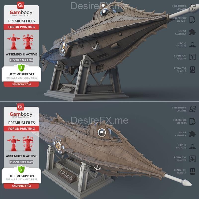 Nautilus潜艇 3D打印模型|Gambody – Nautilus Submarine – 3D Print Model STL