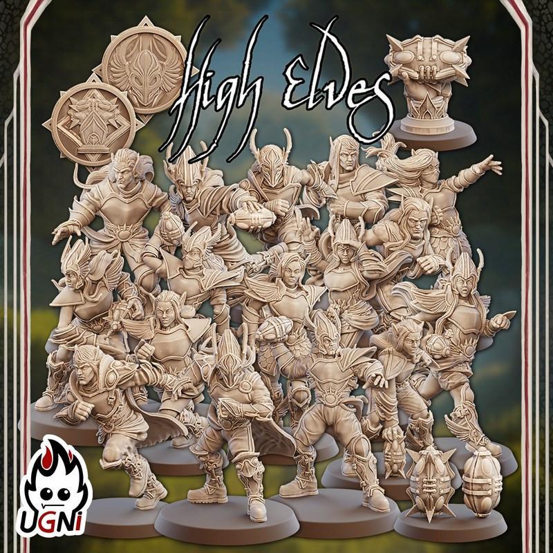 UGNI高精灵团队3D打印迷你模型|UGNI – High Elves Team – 3D Miniatures Print