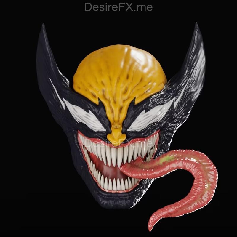 Venom与金刚狼联动3D打印头盔模型|Marvel – Venom Wolverine helmet – 3D Print Model STL