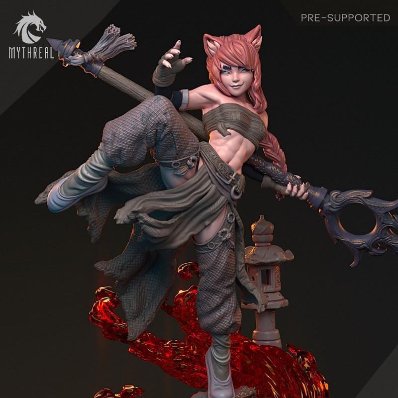 MythReal Games《狐女》 monk 3D打印模型|MythReal Games – Bakeneko – Fox Girl – Monk – 3D Print Model