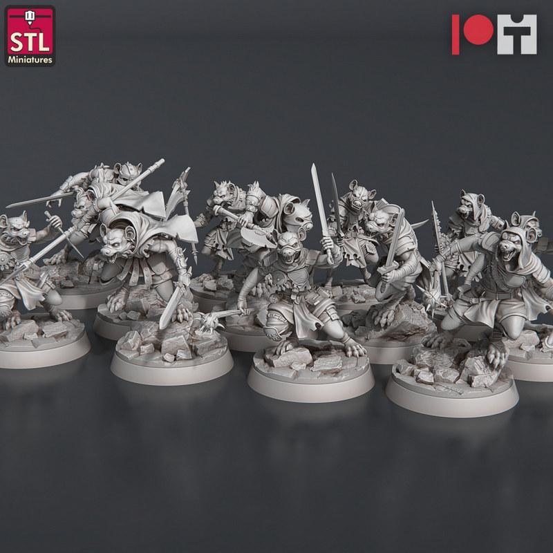 STL迷你模型：兽人套装 3D打印版|STL Miniatures – Gnolls Set – 3D Print Model