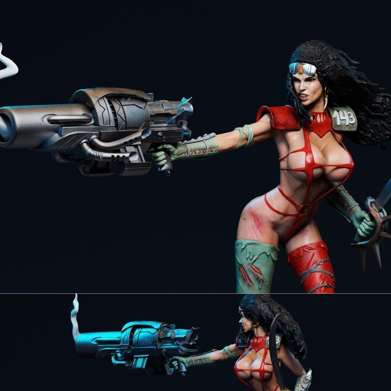 3D打印模型：Julie Strain角色精摹版|3d Verse Studios – Julie Strain – 3D Print Model STL
