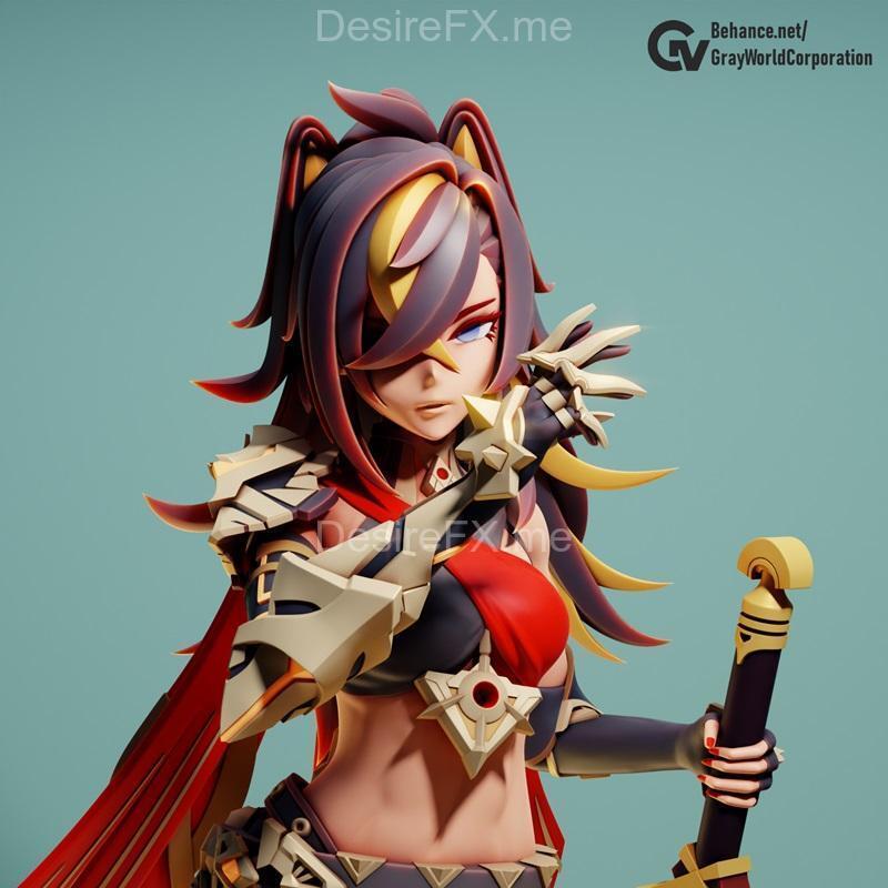 Dehya - 3D打印模型 - 动漫角色雕塑|Dehya – 3D Print Model STL