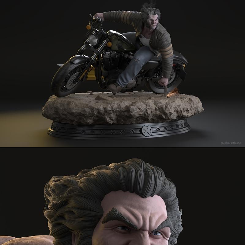 洛基骑车3D打印模型|Wolverine Logan on Bike – 3D Print Model STL