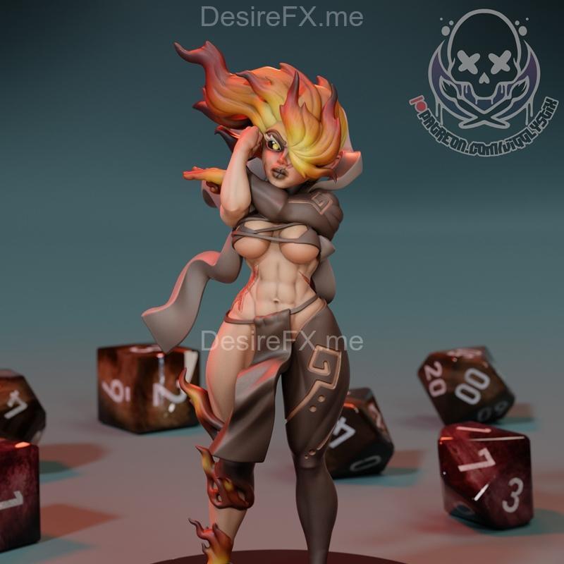 Jigglystix - 火裔战士 - 3D打印模型|Jigglystix – Fire Genasi Fighter – 3D Print Model STL