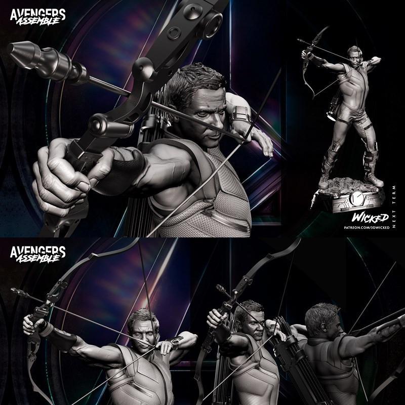 复刻3D打印模型：黑寡妇与雷神之锤——漫威英雄系列雕塑|Wicked – Hawkeye – The Avengers – Marvel Comics – 3D Print Statue