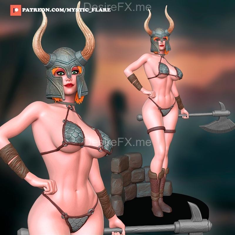 神秘焰火——野蛮女孩 3D打印模型|Mystic Flare – Barbarian Girl – 3D Print Model STL