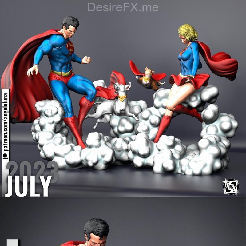 天使与月亮——超人与超女 3D打印模型|Angel e luna – Superman And Supergirl – 3D Print Model STL