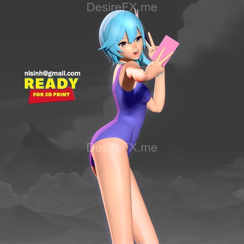 原神角色素颜出镜3D打印模型|Eula in swimsuit – Genshin Impact Fanart – 3D Print Model STL