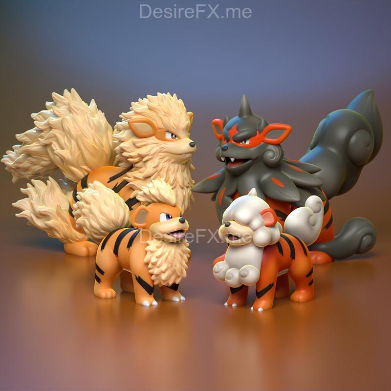 Growlithe进化形态 3D打印模型|Growlithe Evolutions – 3D Print Model STL