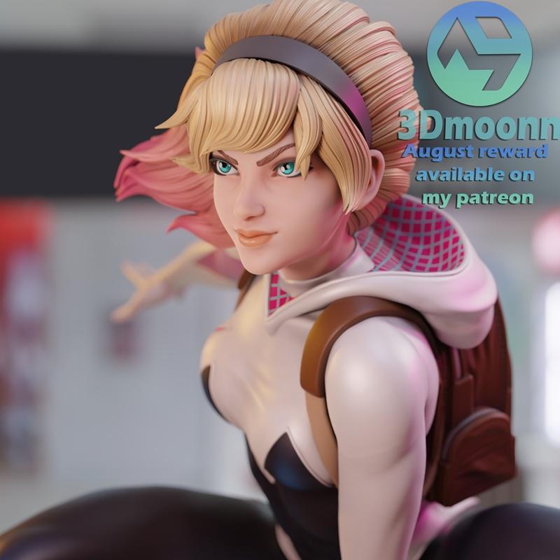 3D打印模型：蜘蛛格温（Spider Gwen）|3Dmoonn – Spider Gwen – 3D Print Model STL