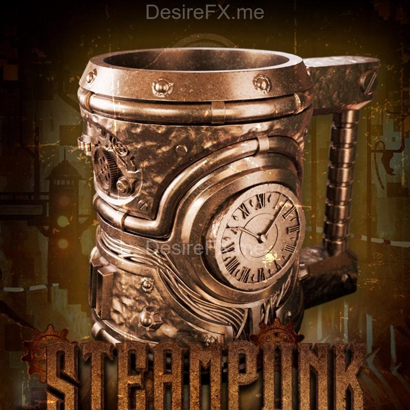 蒸汽朋克马克杯 - 3D打印模型|Steampunk Mug – 3D Print Model STL