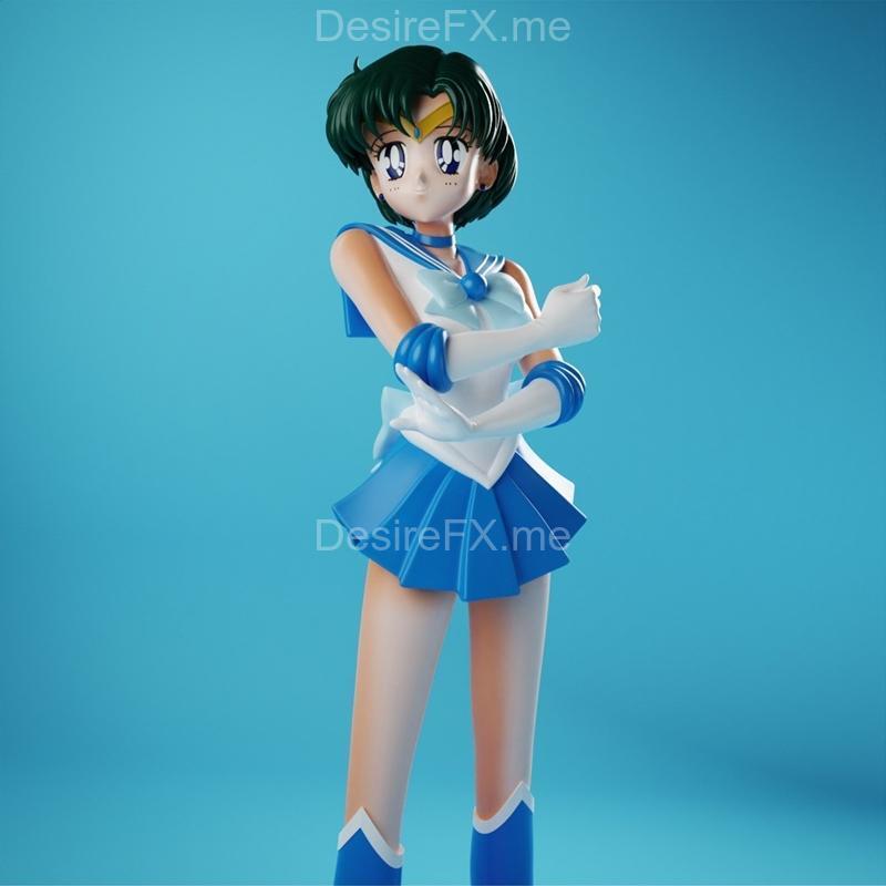 蓝色喷雾 - 水手冥王星 3D打印模型|Blue Spray – Sailor Mercury presupported – 3D Print Model STL