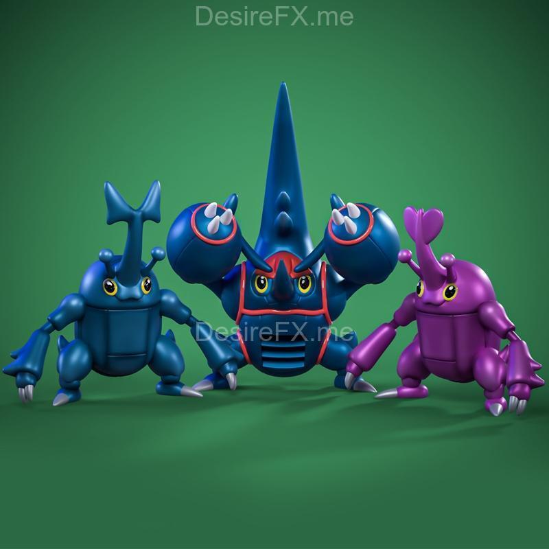 赫拉克罗斯进化 3D打印模型|Heracross Evolutions – 3D Print Model STL