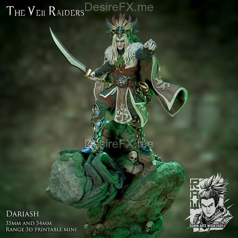 Dariash森林精灵战酋3D打印模型|Ronin Arts Workshop – Dariash – Forest Elf Warlord – 3D Print Model STL