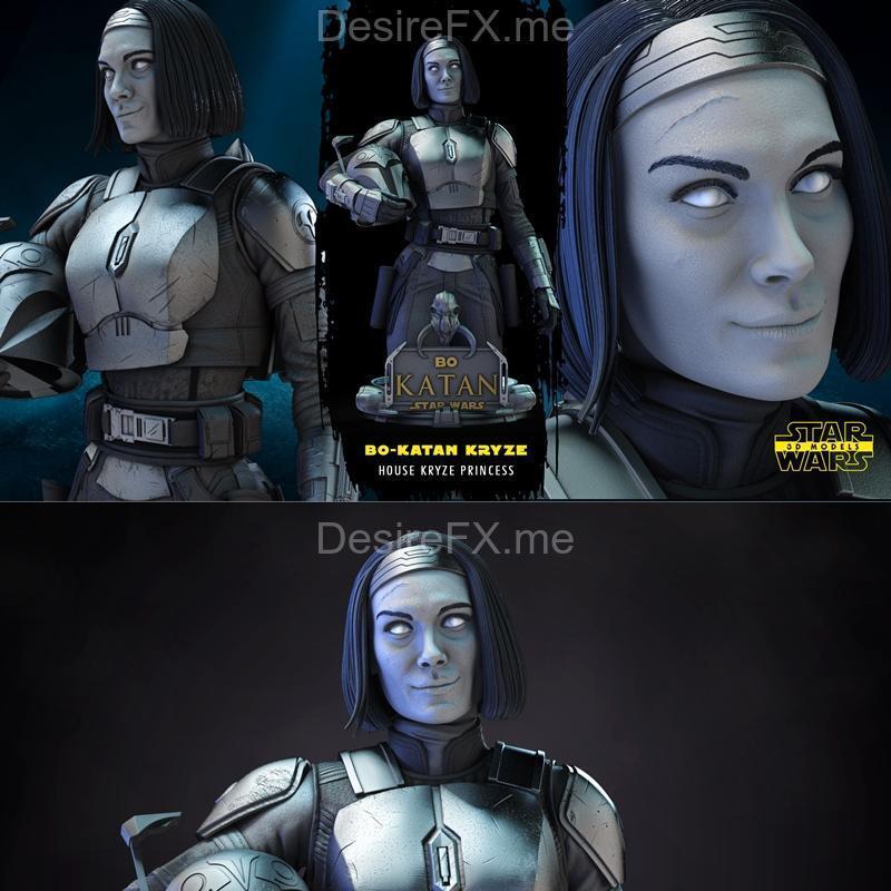 星球大战 - 波·卡坦 - 3D打印模型|Star Wars – Bo Katan Bust – 3D Print Model STL