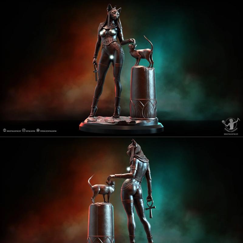 3D打印模型：巴斯特女神 cosplay 可玩角色雕塑|Ritual Casting – Bastet – 3D Print Model STL