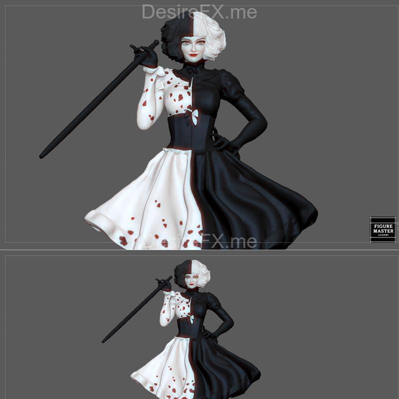 艾玛·斯通迪士尼电影角色时尚造型3D打印模型|Cruella Emma Stone Disney Movie Girl Character Fashion – 3D Print Model STL