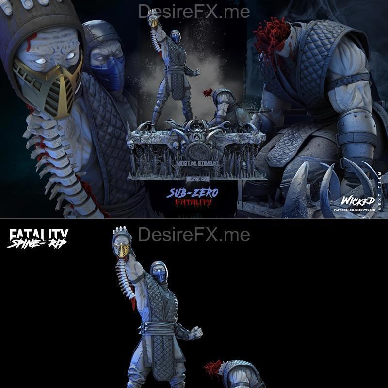 WICKED - 亚兹拉尔与蝎子迪奥拉模型 3D打印雕塑|WICKED – Sub Zero and Scorpion Diorama SPINE RIP Sculpture – 3D Print Model STL