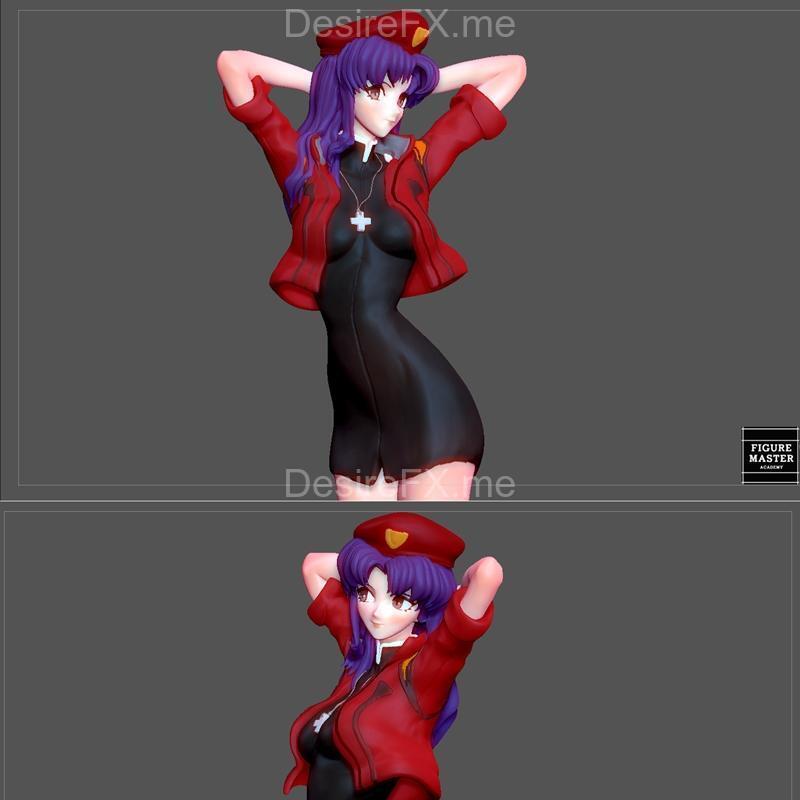 福音战士 Misato Katsuragi 3D打印模型|Misato Katsuragi Uniform Evangelion Anime Sexy Girl – 3D Print Model STL
