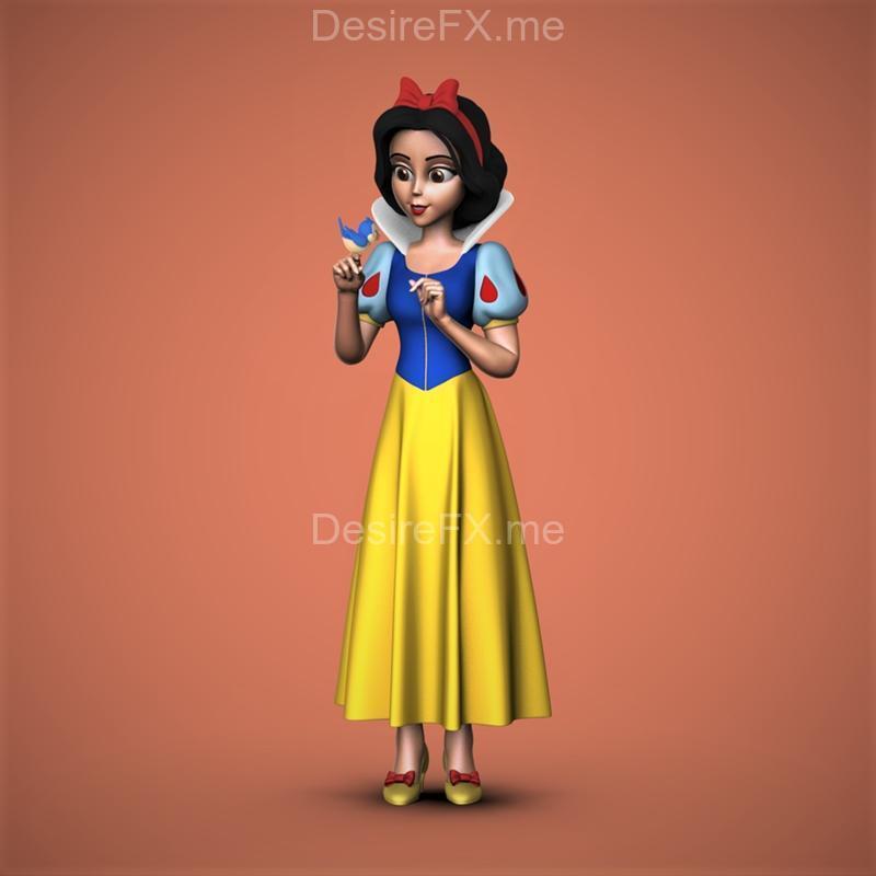 白雪公主与玫瑰花——3D打印模型|Snow White and Bust – 3D Print Model STL