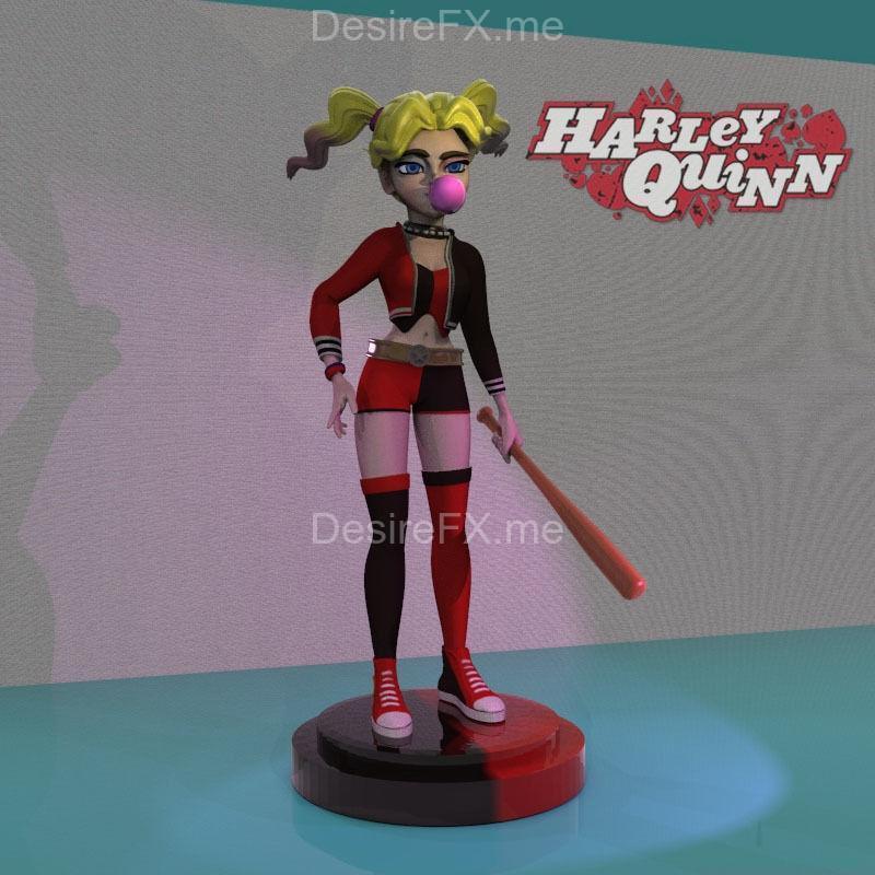 哈莉·奎因与蝙蝠侠 3D打印模型|Harley Quinn with bat – 3D Print Model STL
