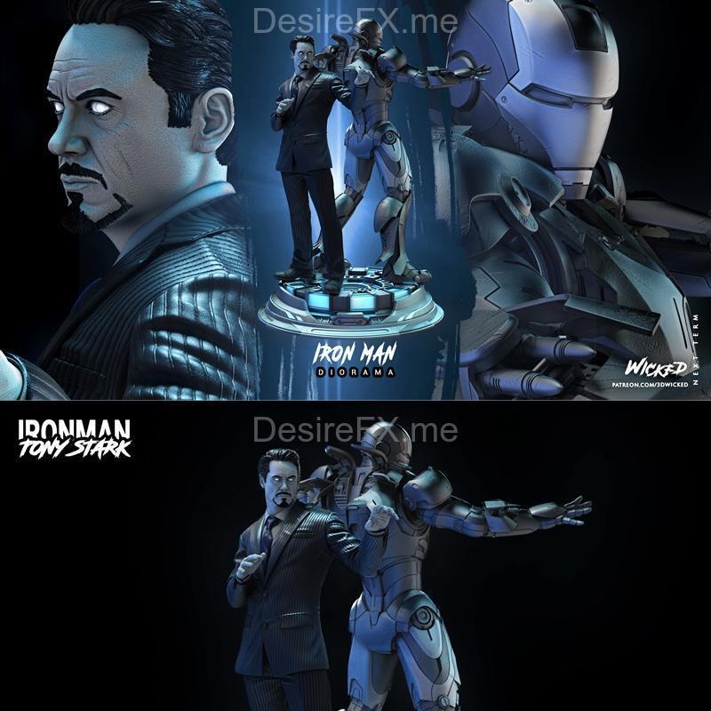 迪奥拉玛 3D打印模型 铁人斯塔克|WICKED – Base Diorama Iron Man and Tony Stark – 3D Print Model STL