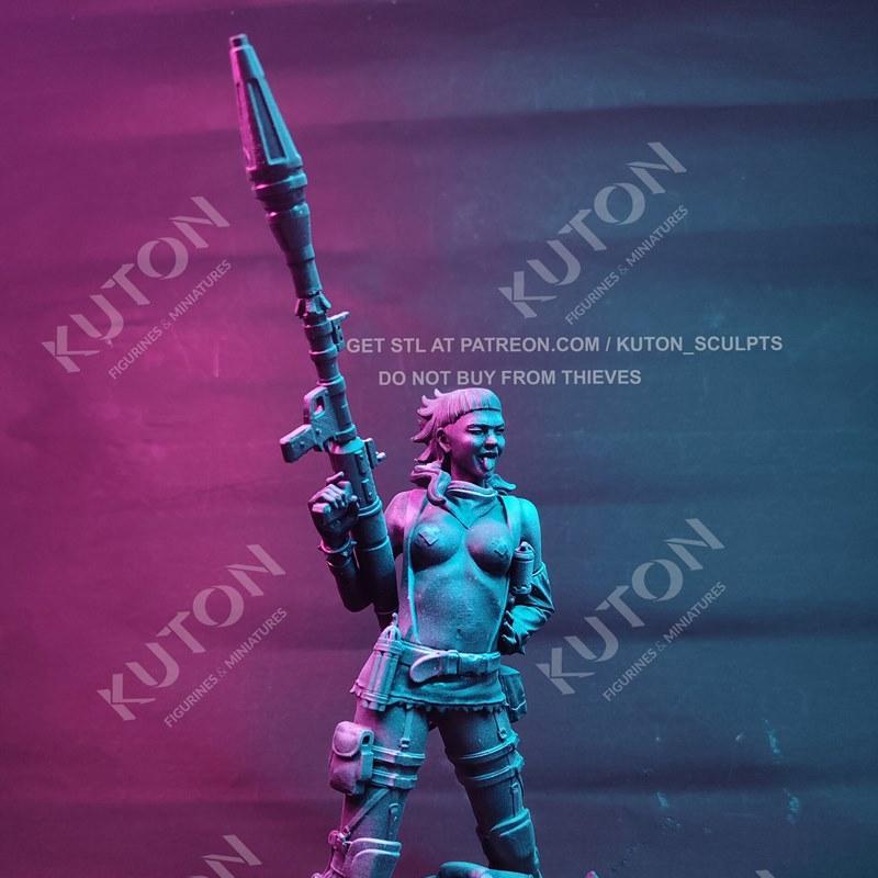 Kuton 3D打印模型：巴祖卡女孩人形与胸围造型|Kuton – Bazooka Girl Figure and Bust – 3D Print Model STL