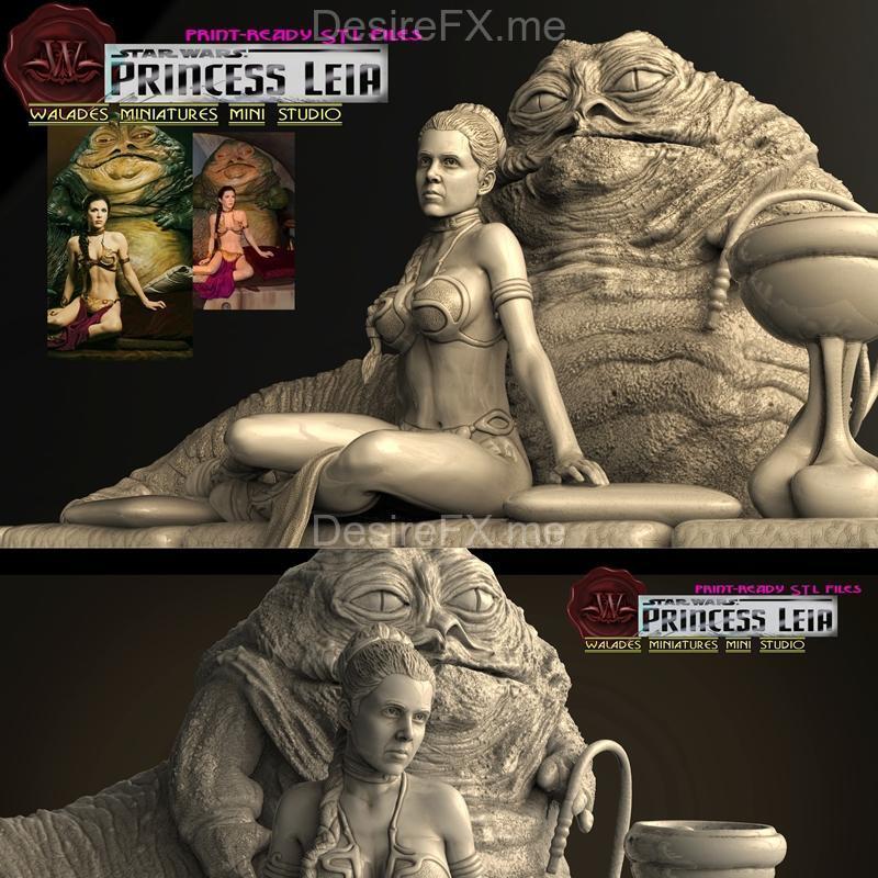 瓦拉德斯工作室 - 莱娅公主与贾巴 - 3D打印模型|Walades Studio – Princess Leia and Jabba – 3D Print Model STL