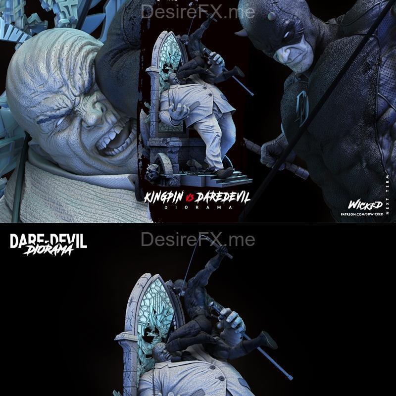 Diorama 3D打印模型：疯狂的恶棍与国王之爪|WICKED – Diorama Daredevil and Kingpin – 3D Print Model STL