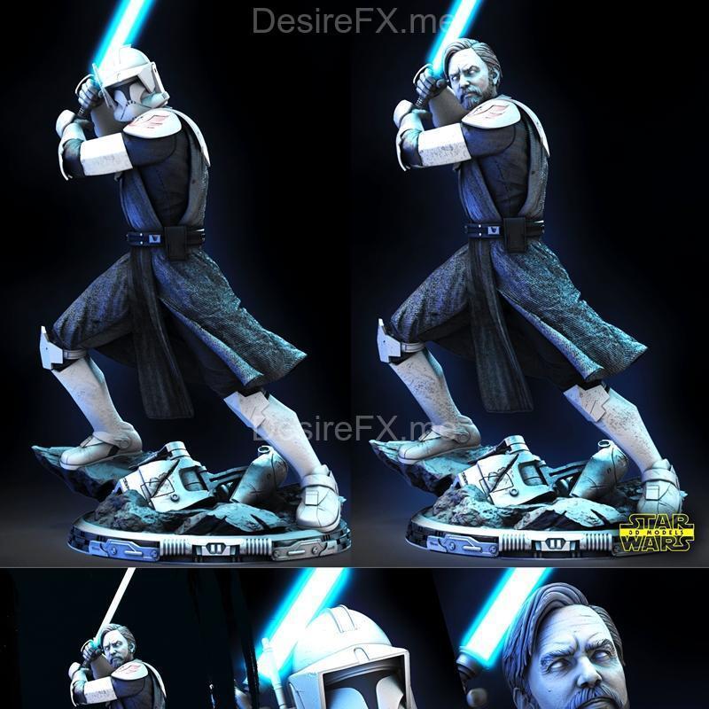 星球大战  Obi-Wan 阿纳金 3D打印模型|Star Wars – Obi Wan Kenobi Sculpture – 3D Print Model STL