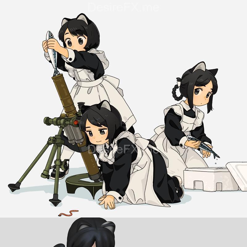 猫娘炮弹 3D打印模型|Cat Maid Mortar – 3D Print Model STL