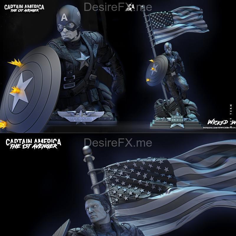 WICKED——美国队长 3D打印模型|WICKED – Captain America Bust – 3D Print Model STL