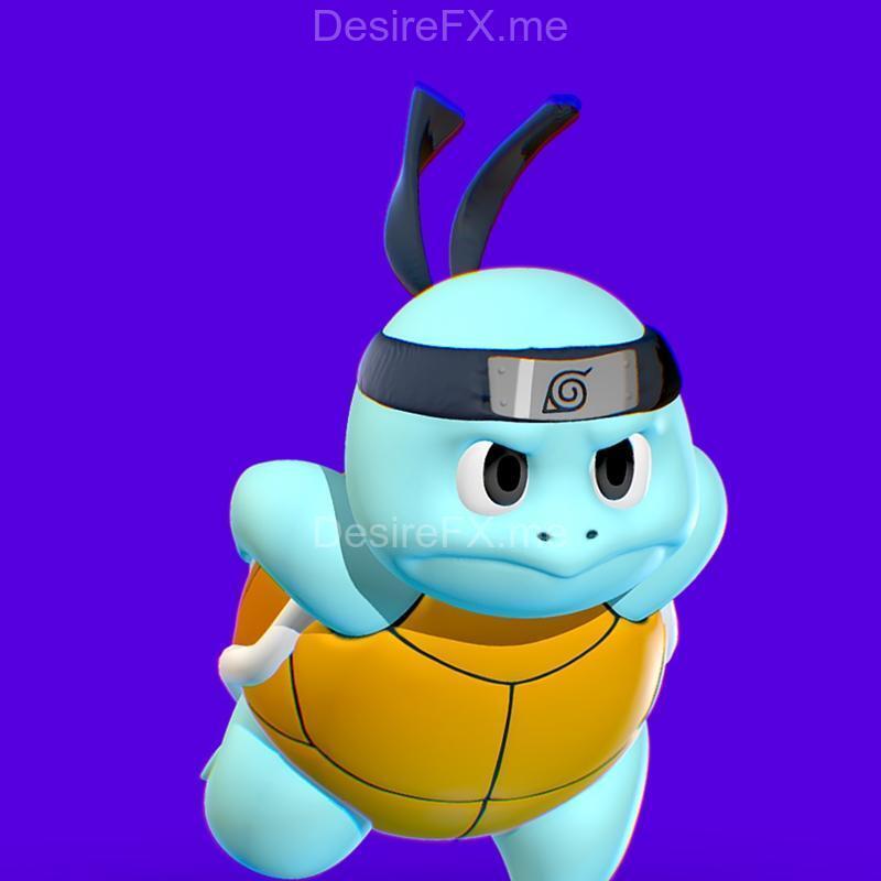 火影忍者三合一喷水龟3D打印模型|Ninja Squirtle – Naruto Collection – 3D Print Model STL