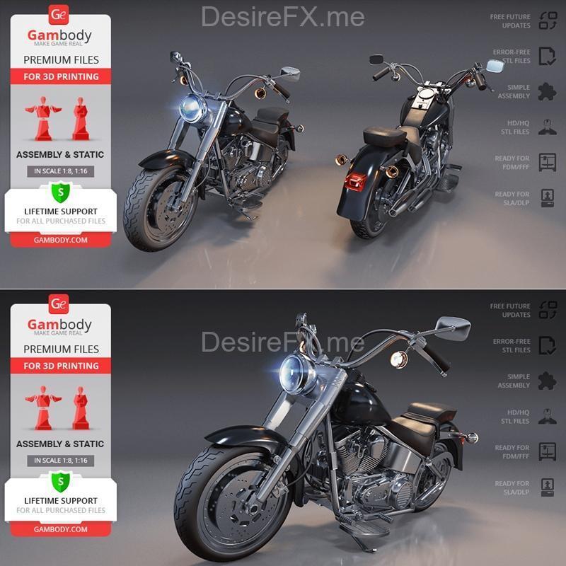 哈雷戴维森Fat Boy 3D打印模型|Gambody – Harley-Davidson Fat Boy – 3D Print Model STL