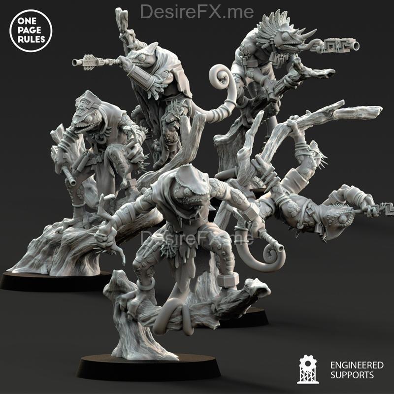 一页规则——蜥蜴人——变色龙——3D打印模型|One Page Rules – Saurians – Chameleons – 3D Print Model STL