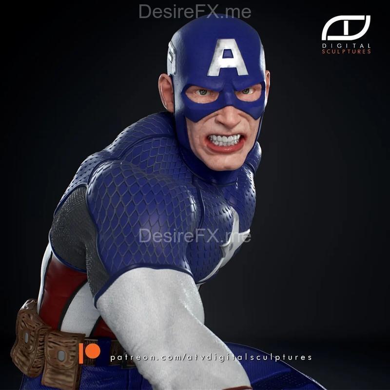 美国队长 3D打印数字雕塑模型|Captain America – ATV Digital Sculptures – 3D Print Model STL