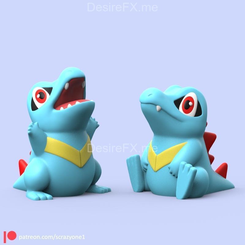 宝可梦Totodile 3D打印模型|Totodile – 3D Print Model STL