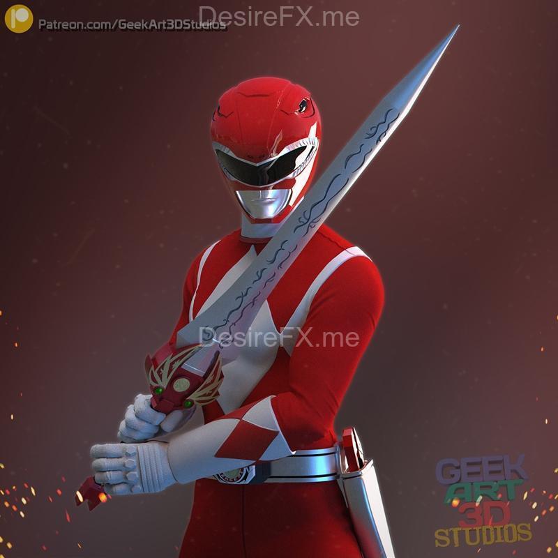 Geek Art Studios 3D打印模型：Power Range红款角色造型|Geek Art Studios – Power Range Red – 3D Print Model STL