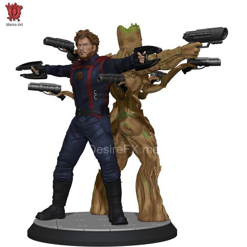 星爵与根——3D打印模型|Star lord and Root – 3D Print Model STL